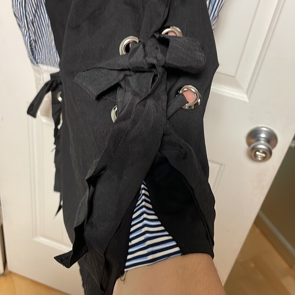 TOV Los Angeles Striped Sleeve Tie Shirt Mini Dress - Picture 4 of 6